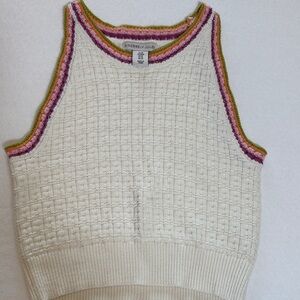 Sincerely Jules Cream Knit Tank with Colorful Trim